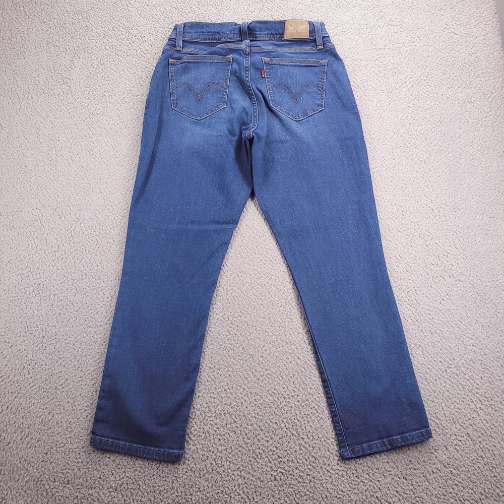 LEVIS Jean Womens Size 10 Straight Crop Mid Rise Medium Wash Stretch Denim 29x26